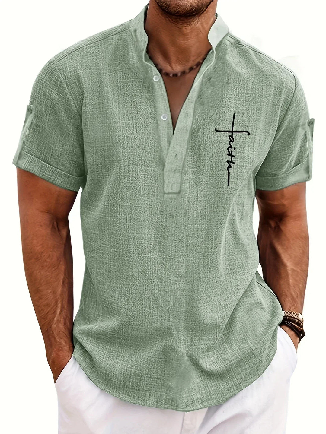 Kristóf™ | Tyylikäs lyhythihainen paita pystykauluksella