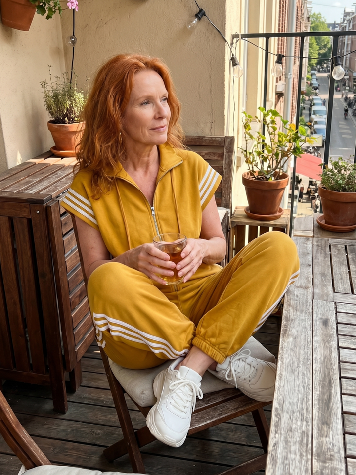 Lark | Raidallinen jumpsuit edestä vedettävällä vetoketjulla