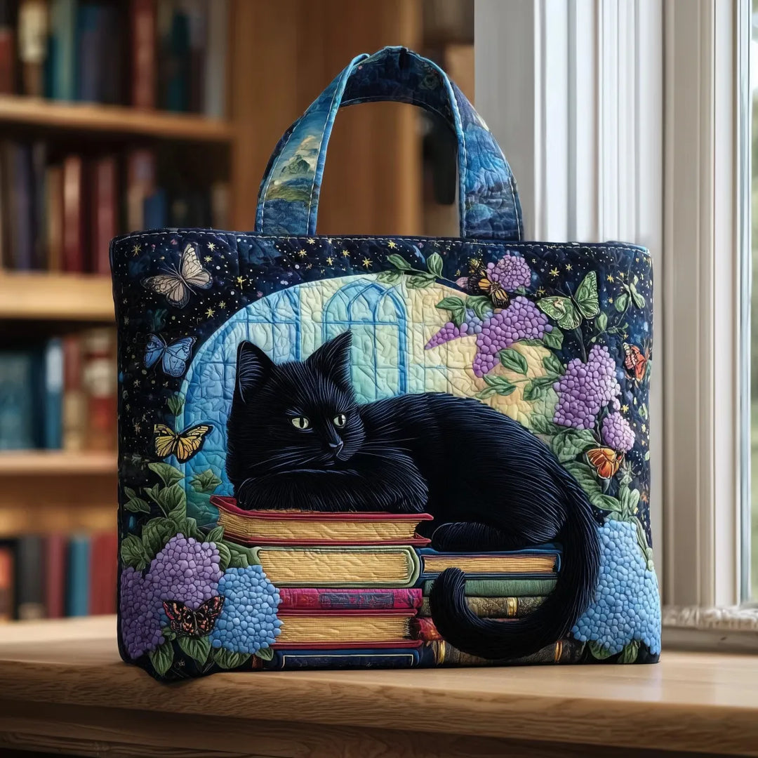Käsintehty Chat Noir -kirjalaukku