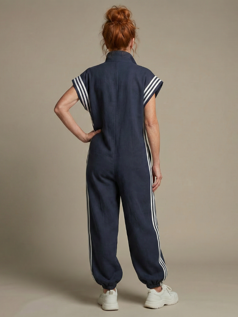 Lark | Raidallinen jumpsuit edestä vedettävällä vetoketjulla