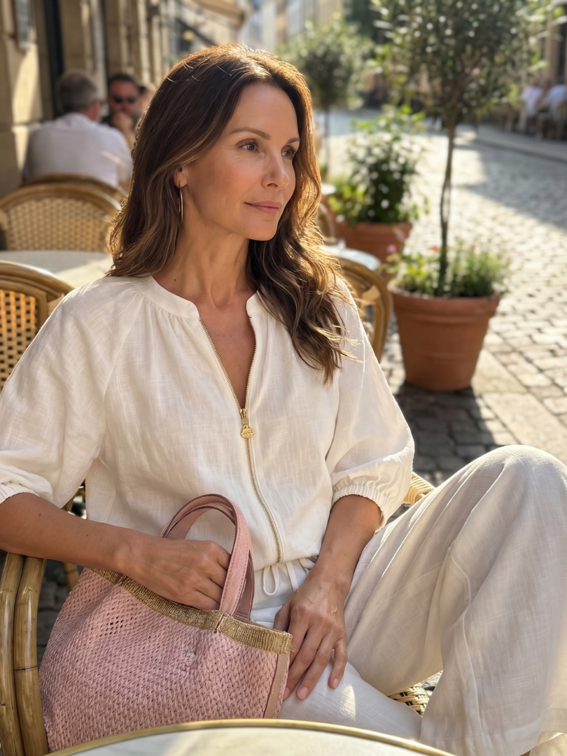 Natalia | Vetoketjullinen Paita ja Leveät Housut - Setti