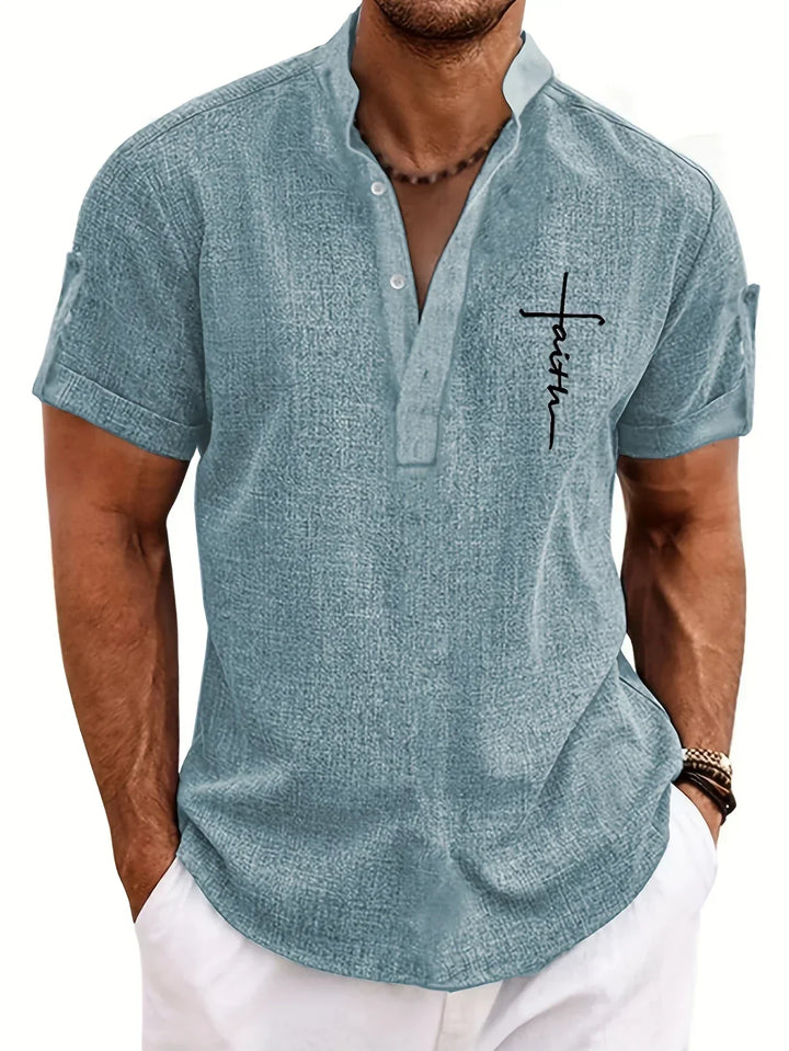 Kristóf™ | Tyylikäs lyhythihainen paita pystykauluksella