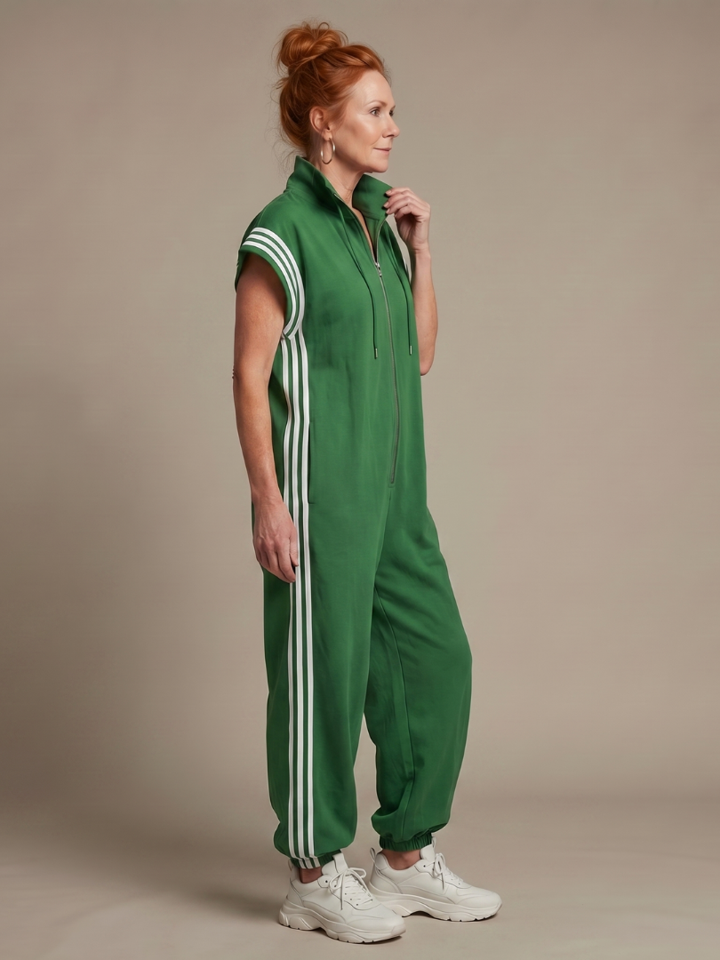 Lark | Raidallinen jumpsuit edestä vedettävällä vetoketjulla