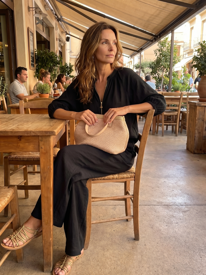 Natalia | Vetoketjullinen Paita ja Leveät Housut - Setti