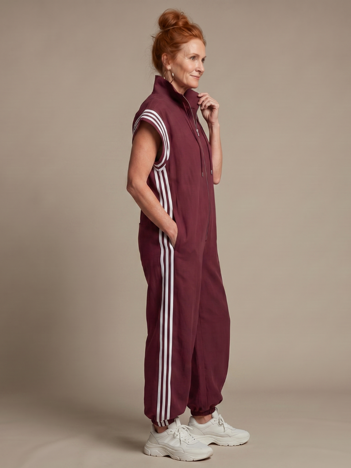 Lark | Raidallinen jumpsuit edestä vedettävällä vetoketjulla