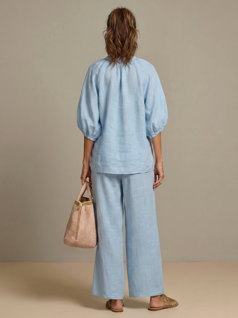 Natalia | Vetoketjullinen Paita ja Leveät Housut - Setti