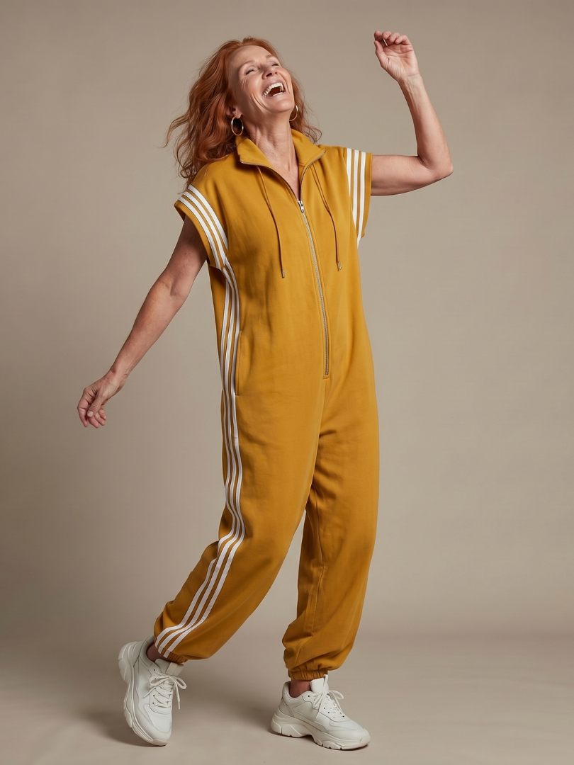 Lark | Raidallinen jumpsuit edestä vedettävällä vetoketjulla