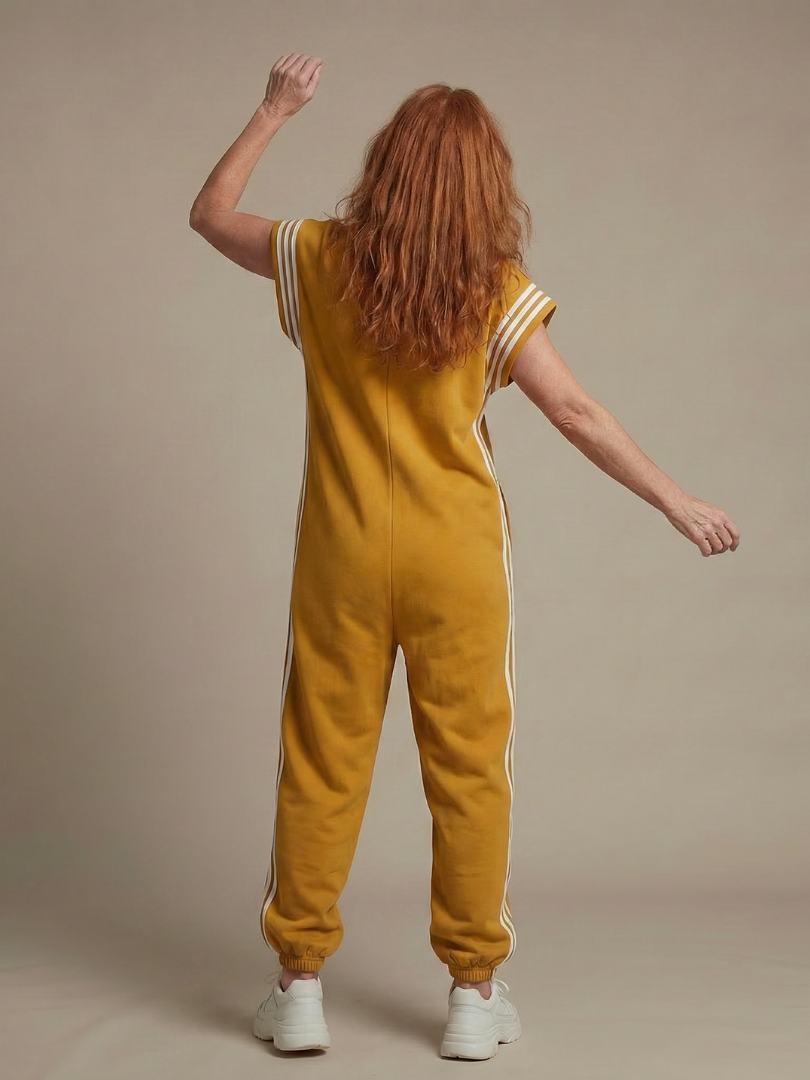 Lark | Raidallinen jumpsuit edestä vedettävällä vetoketjulla