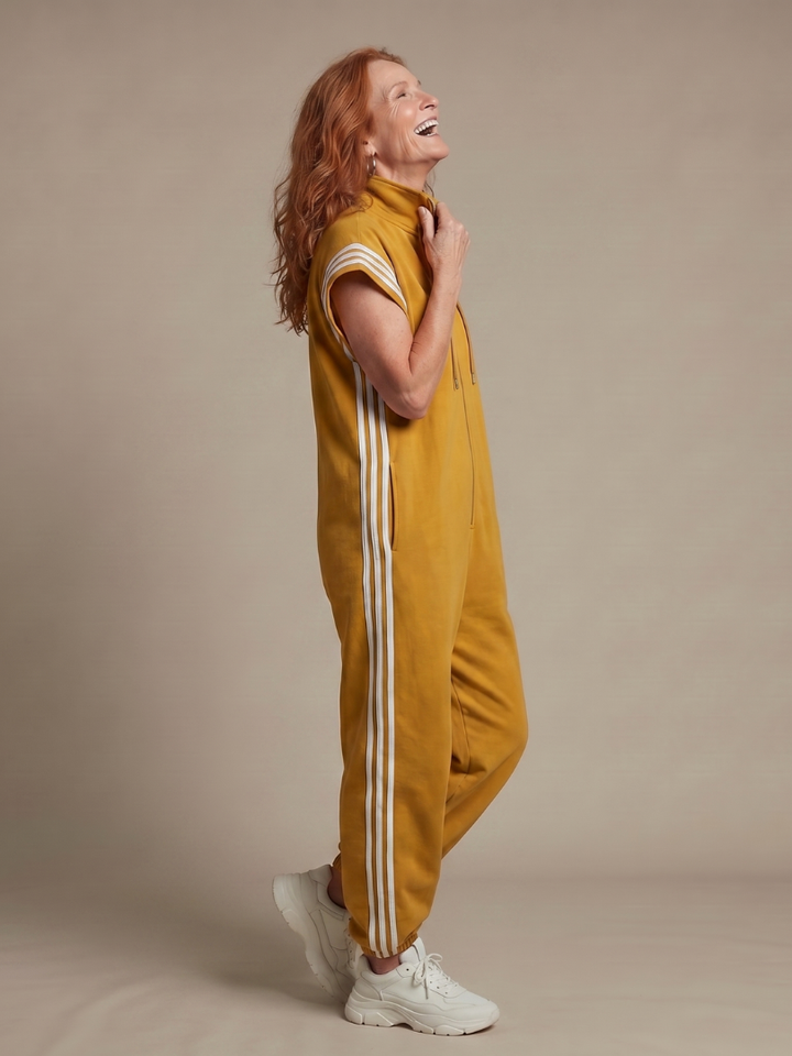 Lark | Raidallinen jumpsuit edestä vedettävällä vetoketjulla