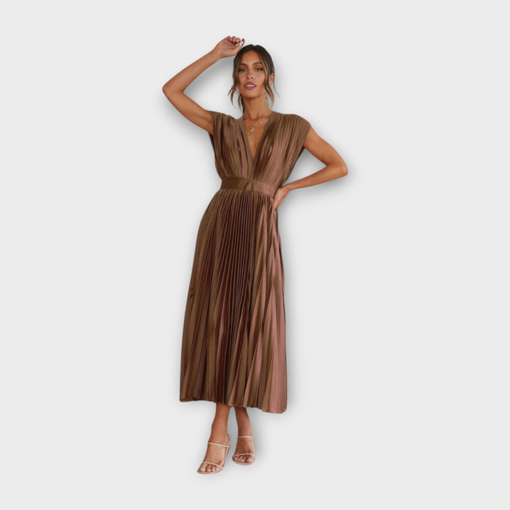Romanttisen Elegantti Midi Pliseerattu Mekko