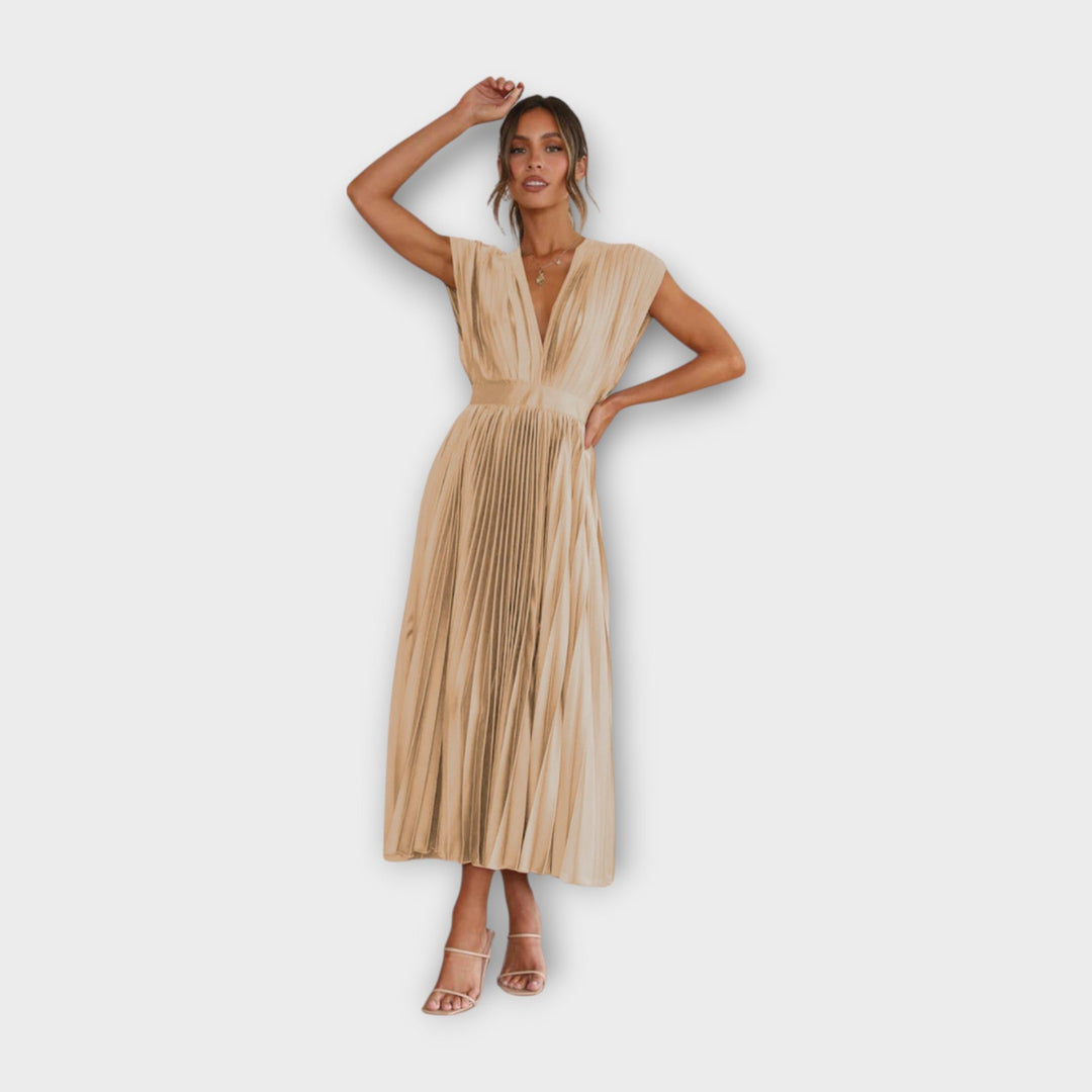 Romanttisen Elegantti Midi Pliseerattu Mekko