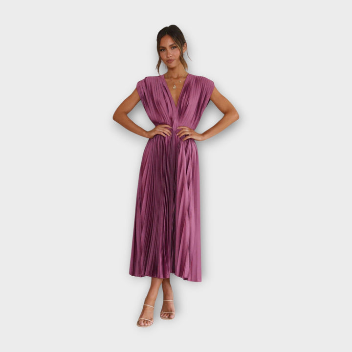 Romanttisen Elegantti Midi Pliseerattu Mekko