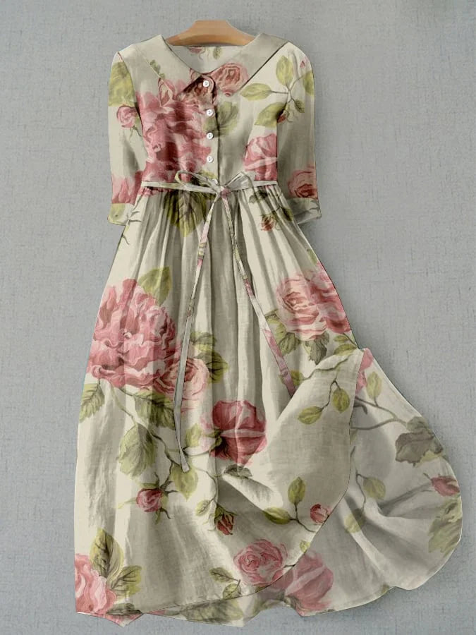 Naisten Vintage Kukallinen Kesämekko Säädettävällä Vyötäröllä
